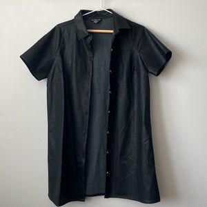 SIMONS | NWT WEDNESDAY’S GIRL FAUX LEATHER T SHIRT DRESS BUTTON DOWN SIZE MEDIUM